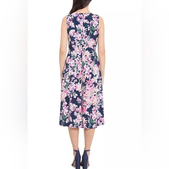 NWT London Times London Style Petite Sleeveless Floral Midi Fit + Flare Dress - Picture 6 of 7
